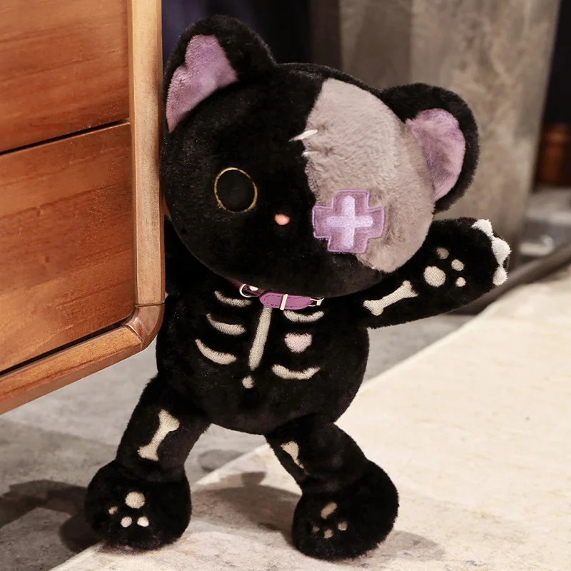 Kawaii Black Skeleton Cat Plush Toy Creative Stuffed Animal