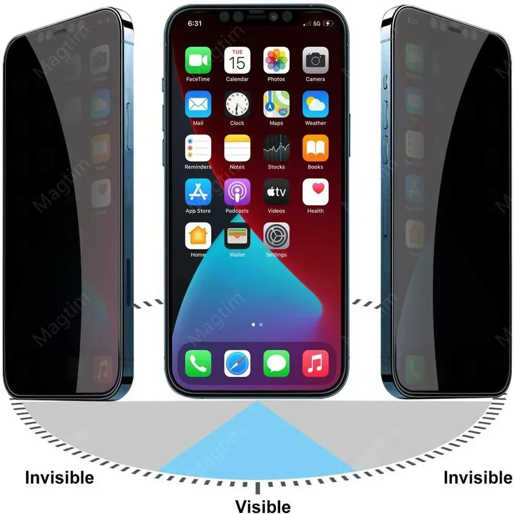 Proteggi schermo privacy da 360 gradi per iPhone 17 16 15 14 13 12 11 Pro MAX XS Max Proteggi schermo anti-spia per iPhone 15 Plus - immagine 3