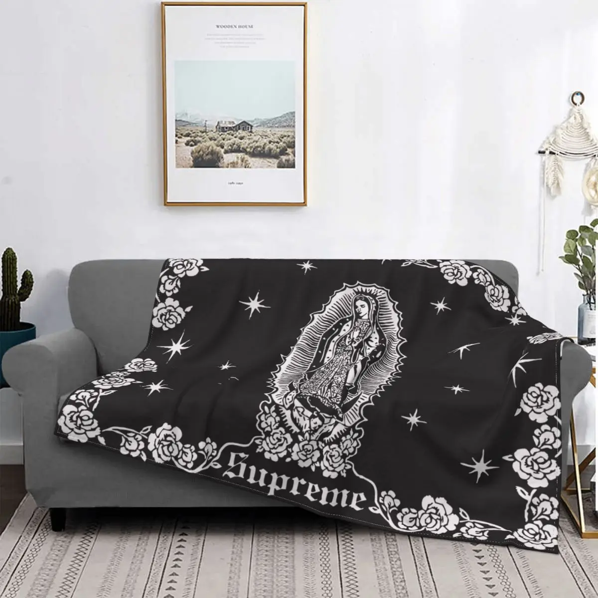 

Christian Virgin Mary Flannel Throw Blankets Saviour Blanket for Home Office Lightweight Thin Bedding Throws