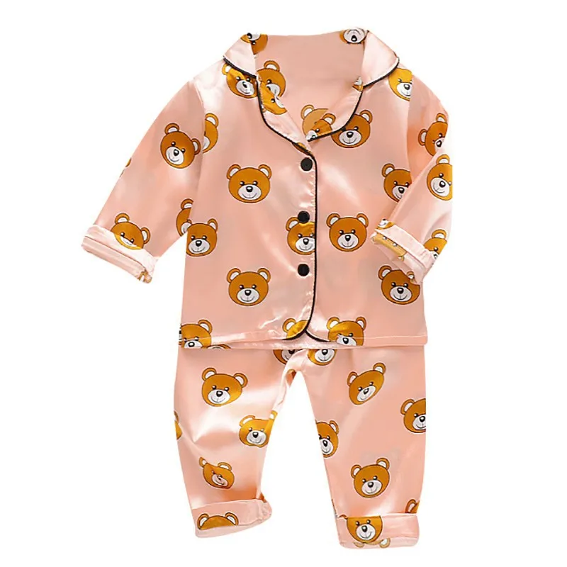Pajamas Sets Children Pajamas Kids Clothes Sets Toddler Silk Satin Pajamas Pyjamas Set Baby Sleepwear