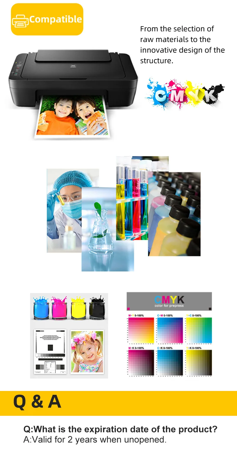 Description Picture 5 of item1000ML 1KG Liter Black C M Y Refill Dye Based Ink Kit Replacement For Epson Iconic Brand HP Brother Lexmark Samsung Iconic Brand Inkjet Printer