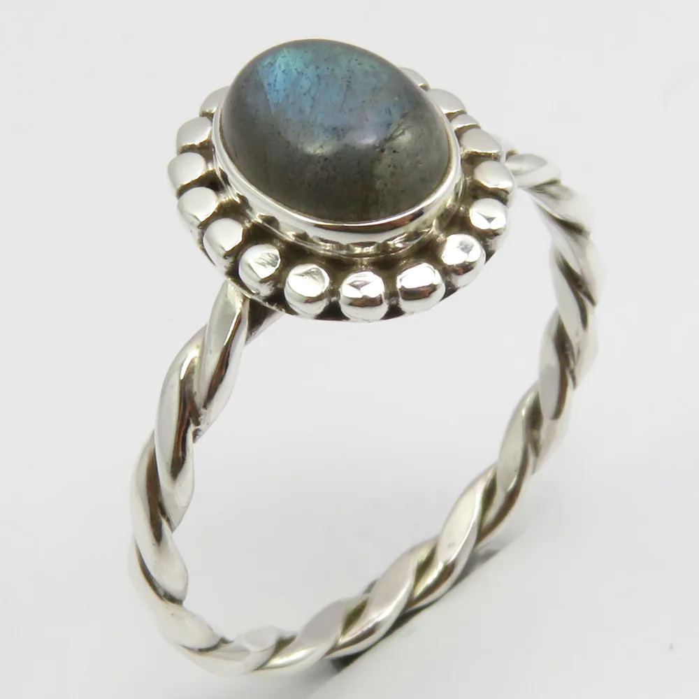 

Semi-precious Stone Rope Ring Size 11