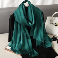 Foulard Silk Scarf Shawls Lady Bufanda Elegant Solid Scarves Women Sping Pashmina Hijab Wraps Female Beach Stoles 2024 Luxury 6