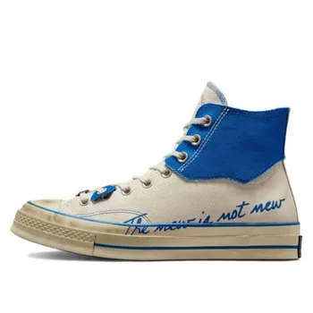 Converse Chuck Taylor All Star 1970s anti slip and wear-resistant high top canvas shoes, unisex, beige blue 1