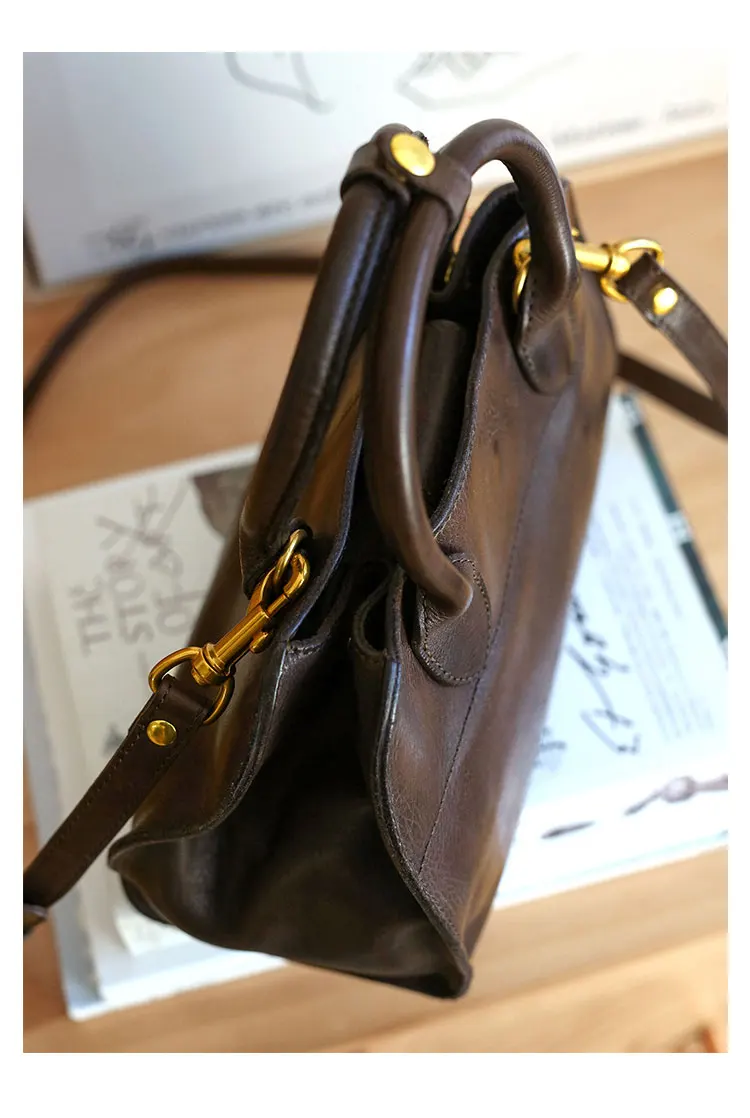 PNDME Vintage Designer handgemachte pflanzlich gegerbte Rindsleder Damenhandtasche lässig Luxus echtes Leder Schulter diagonal Tasche – Detail 19