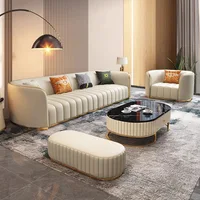 Furniture sofa Italian light luxury leather sofa small apartment living room home high-end designer straight row 2