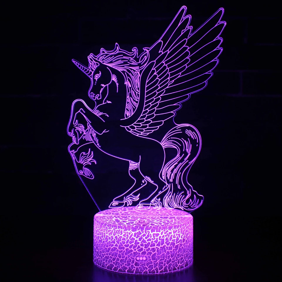 3D Illusion Unicorn Table Lamp For Kids Room Decor Touch Remote Led Lights Bedroom Decoration Night Light Holiday Birthday Gift night lamp for bedroom wall Night Lights