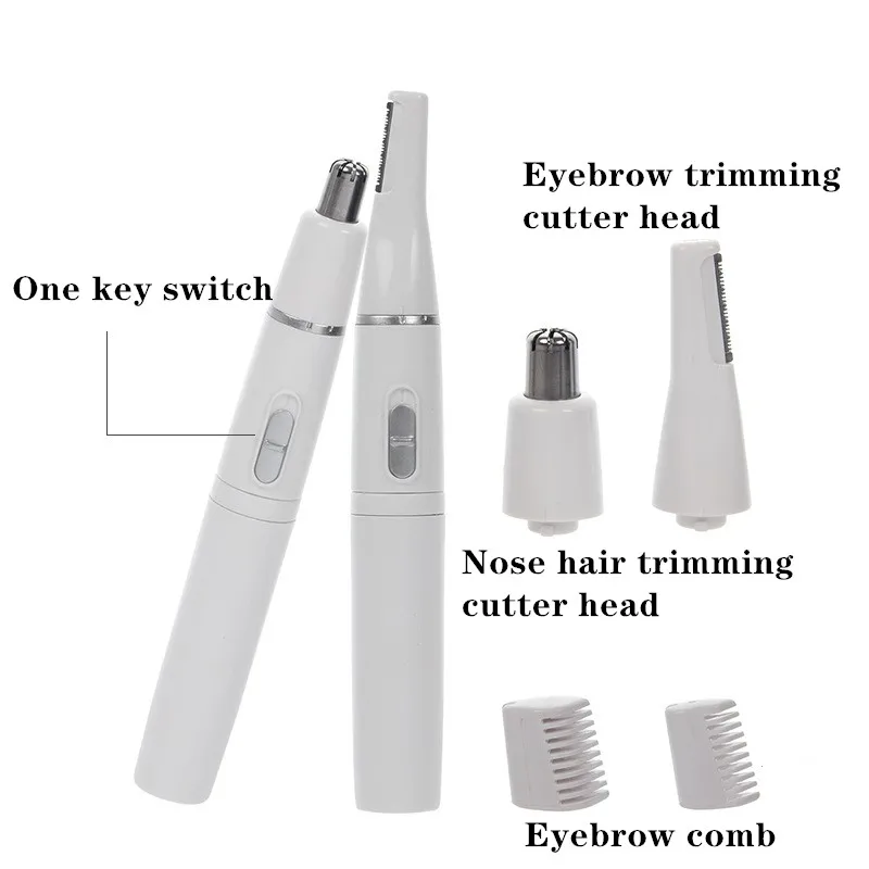 다기능 휴대용 코 헤어 트리머 2in1 헤드 사이드범 눈썹 얼굴 팔 다리 헤어 개인 정보 보호 면도기 청소 제모기 키트