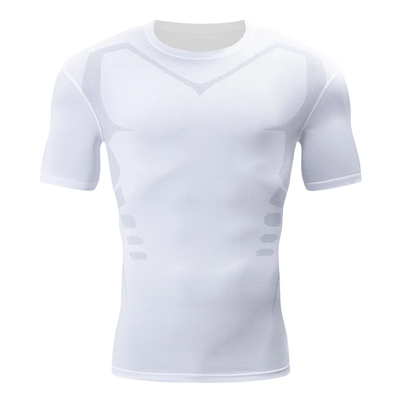 2/1 Piece Men's Printing Fashion Short Sleeve Teenagers Leisure Sports Slim Top Comfortable Compression Shirt Running Fitness T