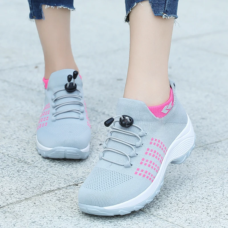 35-42 Platform Women's Running Shoes Breathable Women Sneakers Outdoor Female Casual Shoes Elastic Band Vulcanized