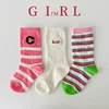 Children Socks Girls Spring Autumn Calf Socks Letter Striped Pattern Sports Socks Kids Socks Baby Boys Cotton Socks 6