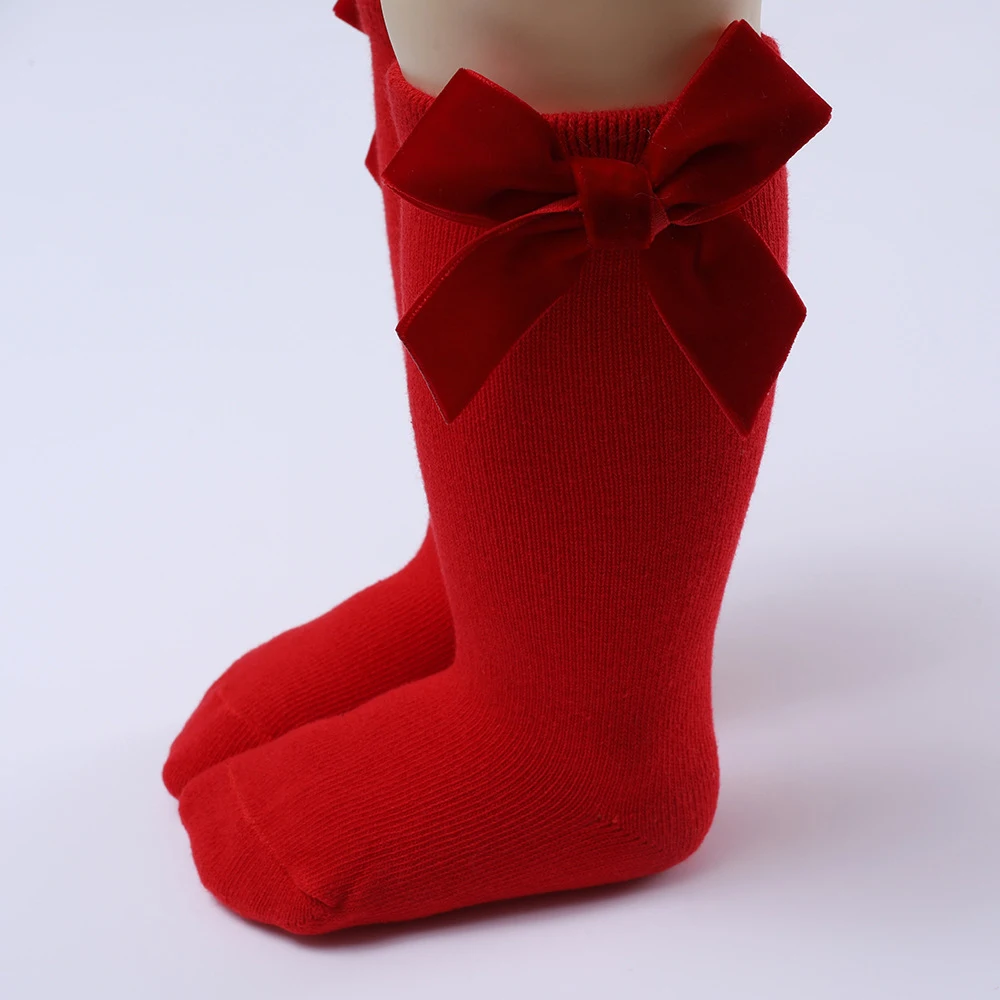  가을 겨울 공주 소녀 면 양말,  큰 활 무릎 높이 스타킹,  의류