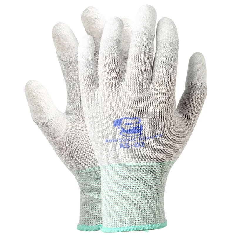 MÉCANICIEN-Gants antistatiques en fibre de carbone AS02, couche de revêtement PU, réparation de pièces électroniques de téléphone portable, gants de protection