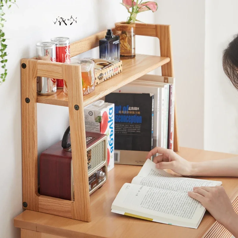 **All solid wood small bookshelf Nordic simple oak student desk finishing storage rack