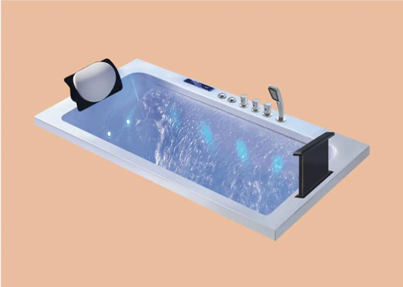 Description Picture 3 of item1700mm Drop-in Whirlpool Bathtub Acrylic Hydromassage Embedded Surfing Colourful Lights Lifting TV Waterfall Tub NS6012