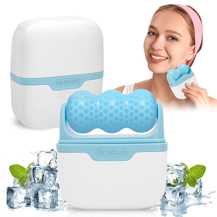 

Ice Face Roller 2 Shape Heads Facial Massage Cold Therapy Pain Relief Body Roller Massage With Cover Skin Care Tool Shrink Pores