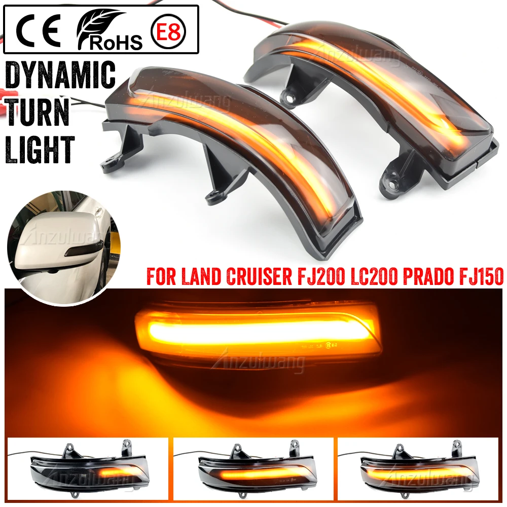 

For Toyota Land Cruiser FJ200 LC200 Prado FJ150 2010- 2020 Car Side Mirror Lamp LED Dynamic Turn Signal Light Blinker Indicator