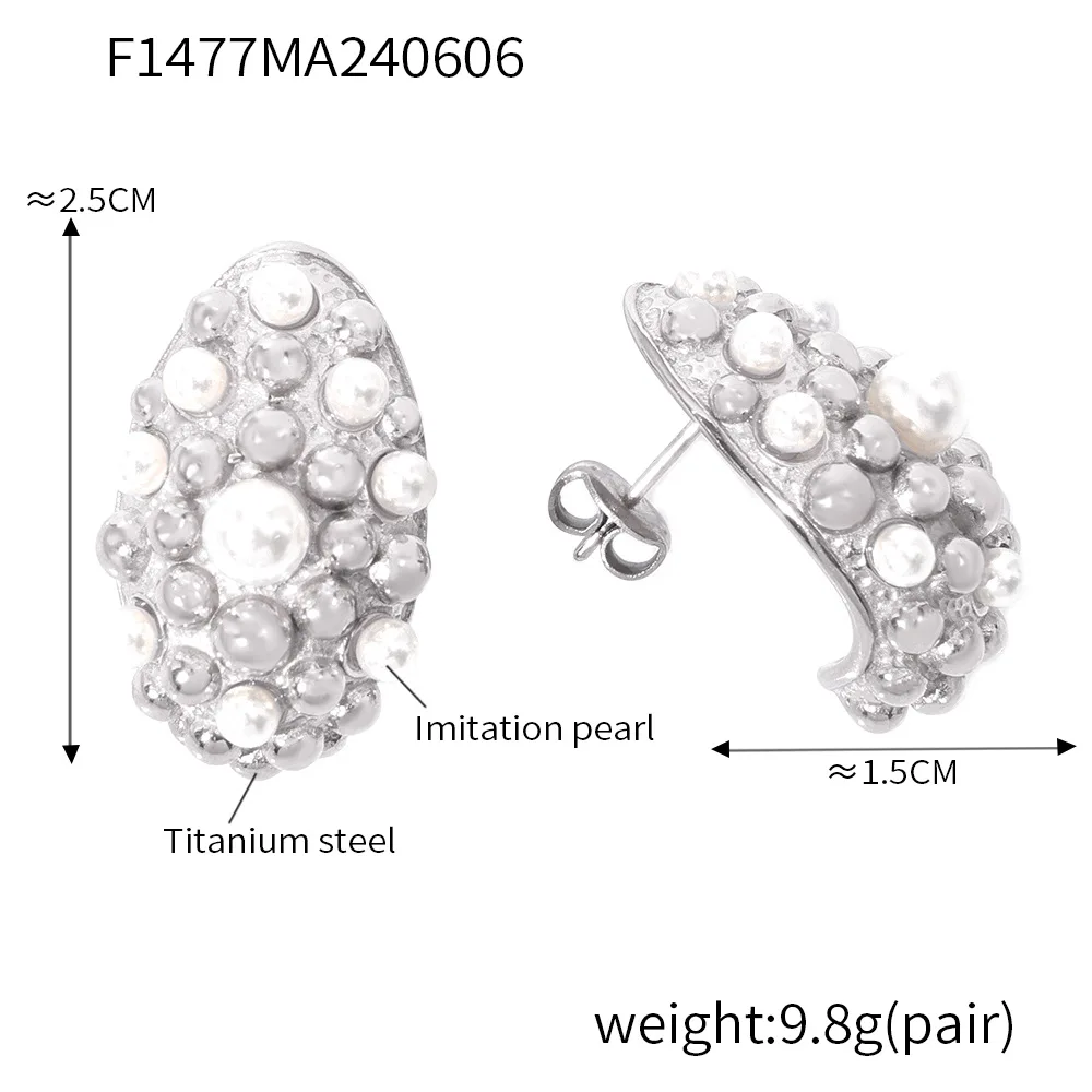 Modische Imitationsperlen-Ohrringe für Damen, Hochwertige Edelstahl-Kugel-Ohrstecker, Originelle Lustige Ohrschmuck für den Sommer, Farbecht – Detail 3