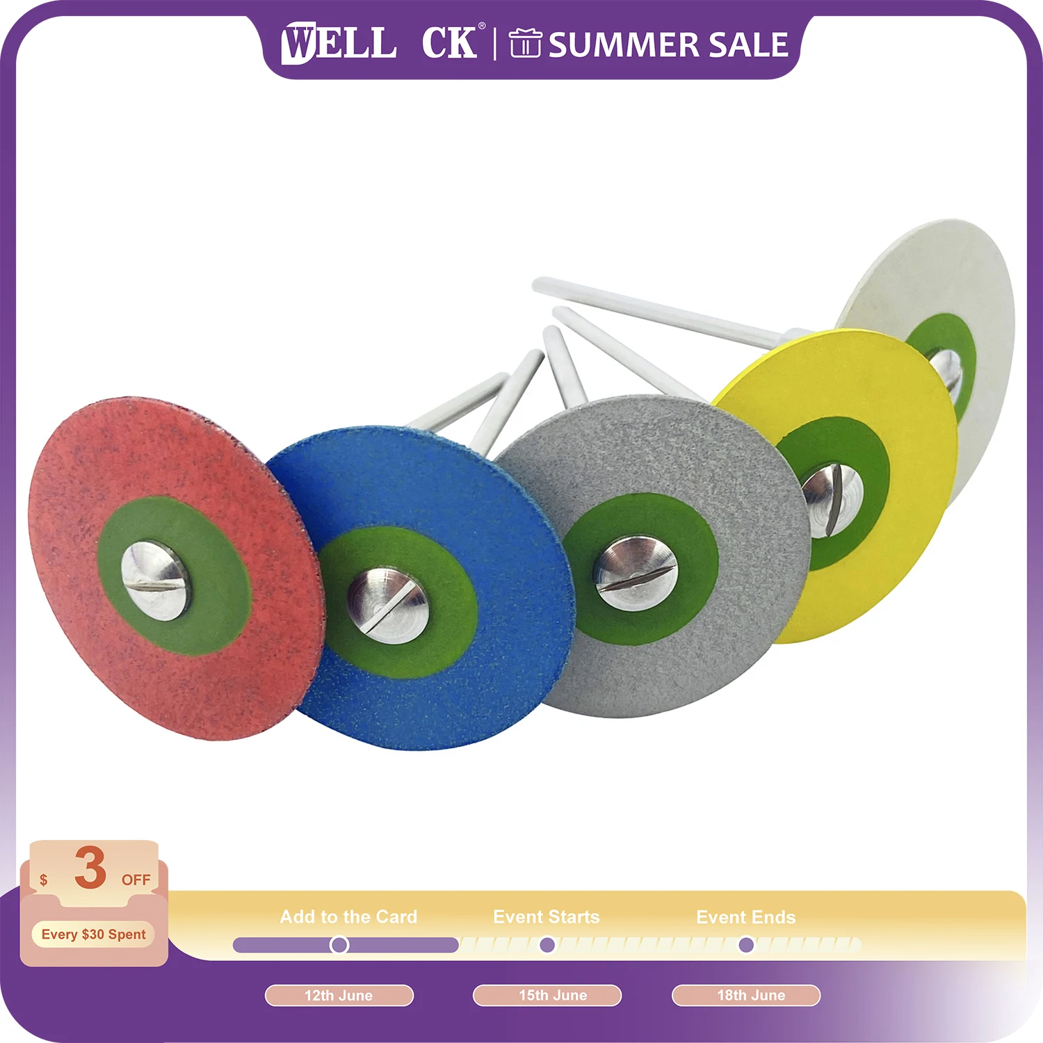 Wellck Dental Hp 26mm Rubber Diamond Polisher Wheels Disc For Zirconia