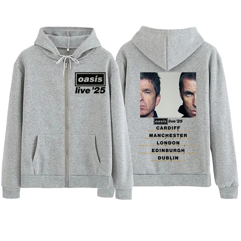 Oasis Live 25 Tour Zip Up Hoodie Men Women Sweatshirt Unisex