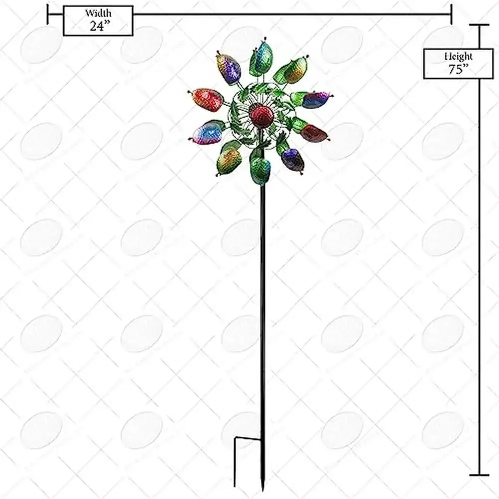 Metal Spinner Stake Colorful Cups Beads Garden Decoration 75" Height