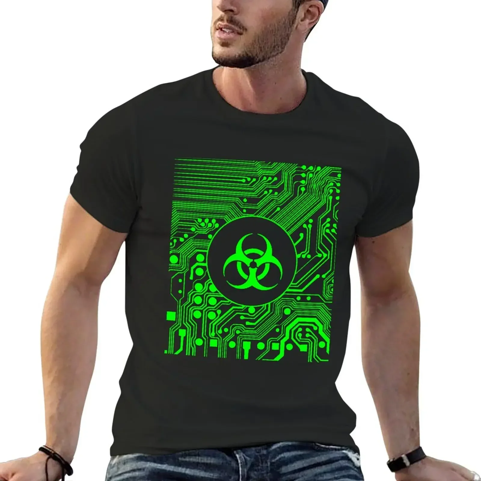 

Graphics summer clothes men workout Green Biohazard (Cybergoth) T-Shirt oversized clothing harajuku graphic t shirts funny tops