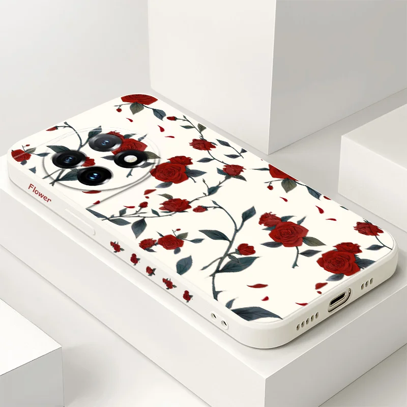 Flowering Rose Liquid Silicone Phone Case Cover