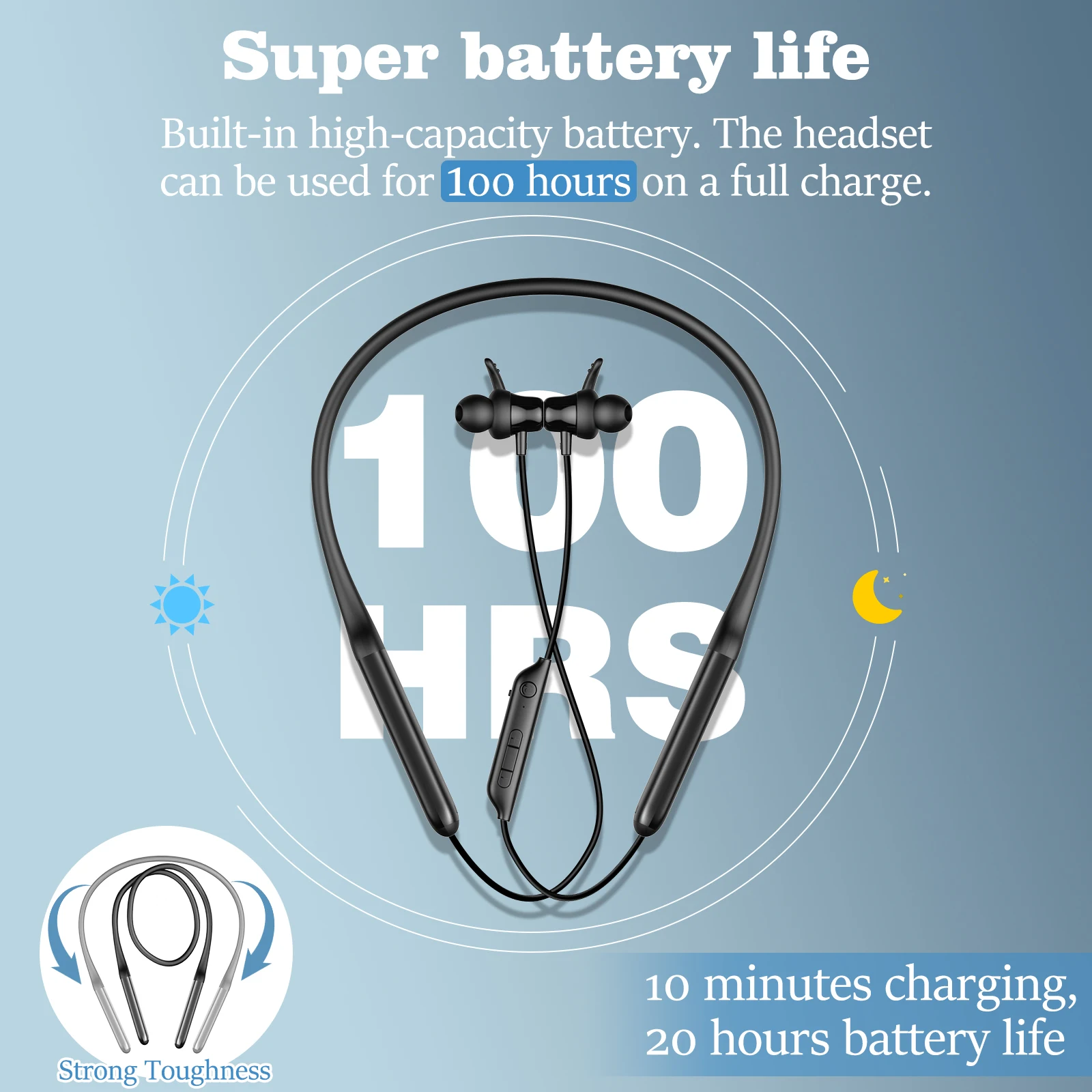 Nurati N1 Sport BT 100 Hours, Bluetooth Wireless Headset with