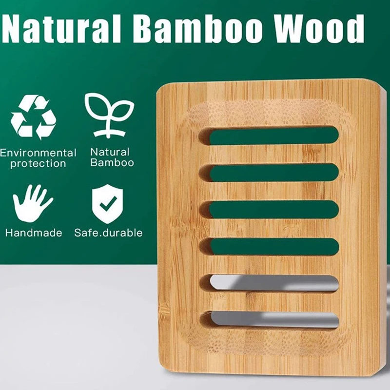 

Soap Box Natural Bamboo Dishes Bath Soap Holder Bamboo Case Tray Wooden Prevent Mildew Drain Box Bathroom Washroom Tools