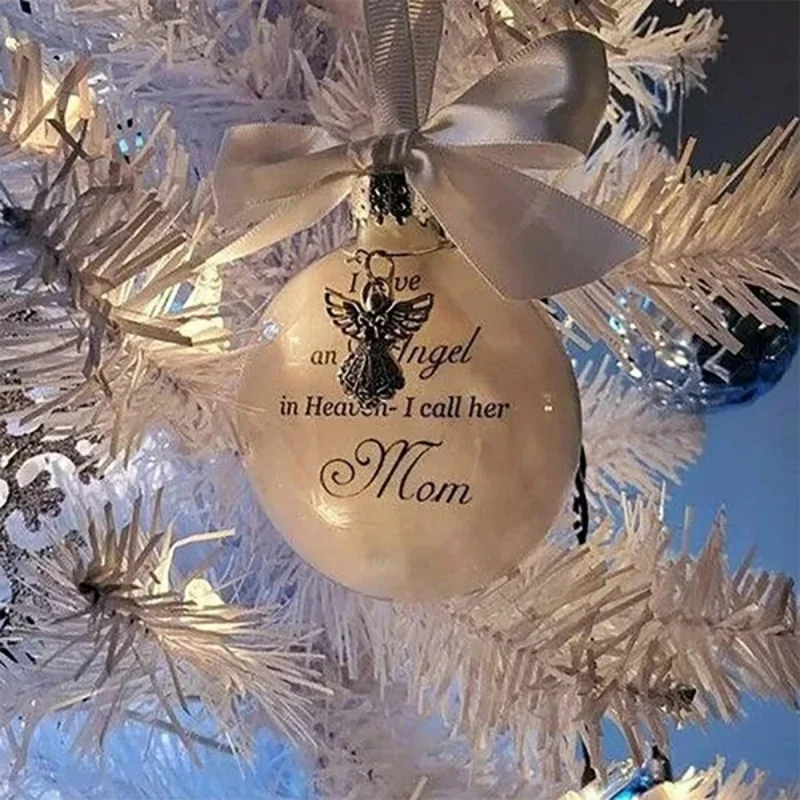 Christmas Tree Balls Commemorate Ornament Feather Ball Angel In Heaven Memorial Ornament Xtmas Tree Hanging In Memory of Mom Dad