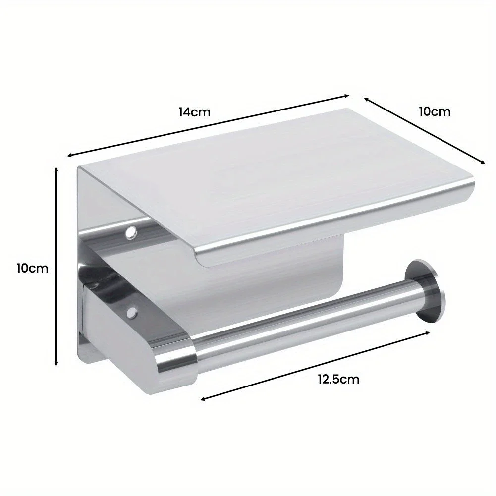 1PCS Stainless Steel toilet paper towel rack for household and public use, phone storage rack, bathroom roll paper box