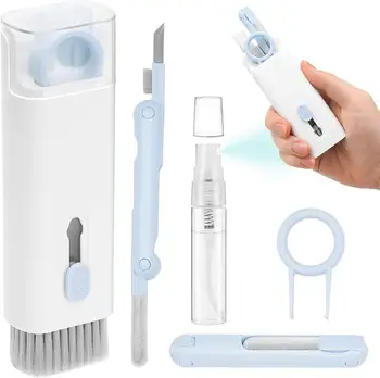 Kit di pulizia tastiera 7 in 1 Estrattore per copritasti e spazzola morbida Set di strumenti multifunzionali per pulizia laptop/telefono/AirPods