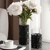 Woven Leather Glass Vase Home Decor Tabletop Vase Ornament Modern Transparent Straight Glass Flower Arrangement Home Accessories 4