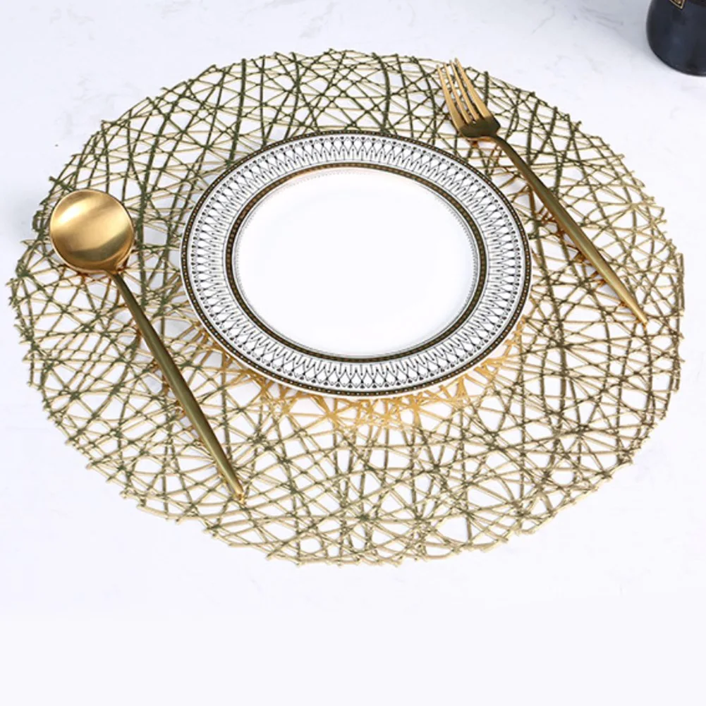 

Placemats Hollow PVC Meal Mat Dining Table Heat Insulation Non-Slip Tableware Bowl Pads Kitchen Drink Cup Coasters Table Decor