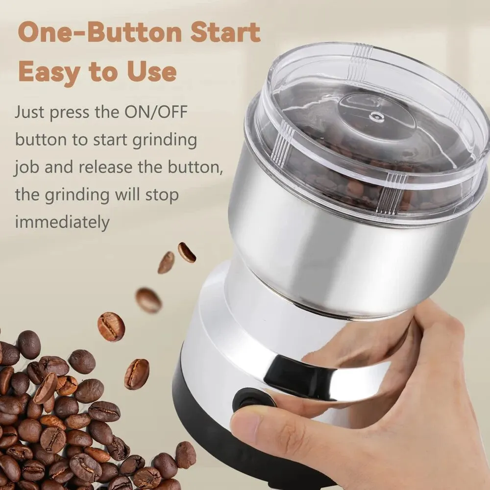 Powerful Home Electric Coffee Bean Grinder Nut Seed Herb Grind Spice Crusher Mill Blender Machine Stainless Steel 5