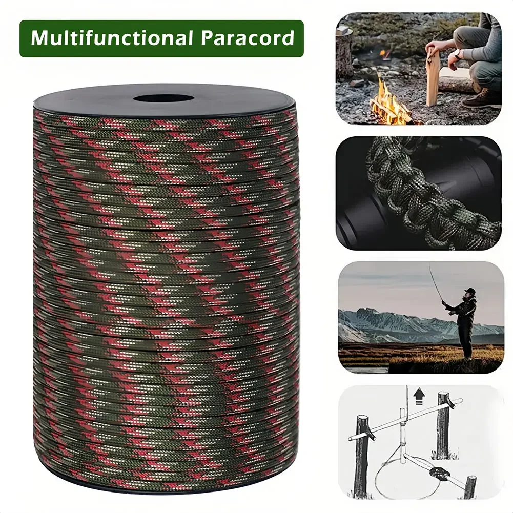 100M 550G Tactical Standard 9-Core Paracord Rope 4mm Outdoor Parachute Cord Survival Umbrella Tent Lanyard Strap Clothesline