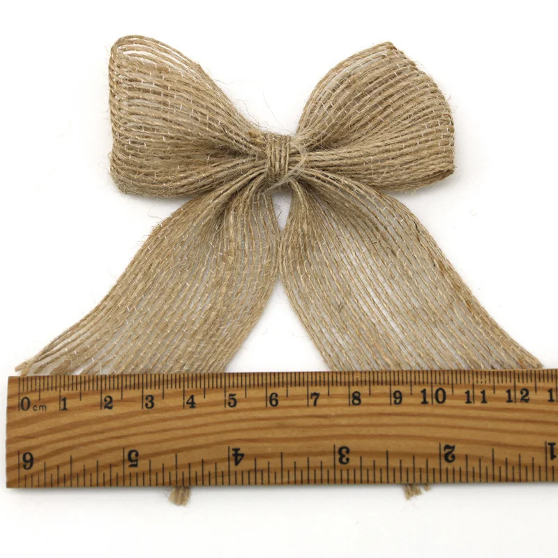 (10 Pcs/pack) 8*9cm Natural Linen Linen Bow Tie Bag Decoration Gift Box Packaging Hat Clothing Decorations AccessoriesHandmade