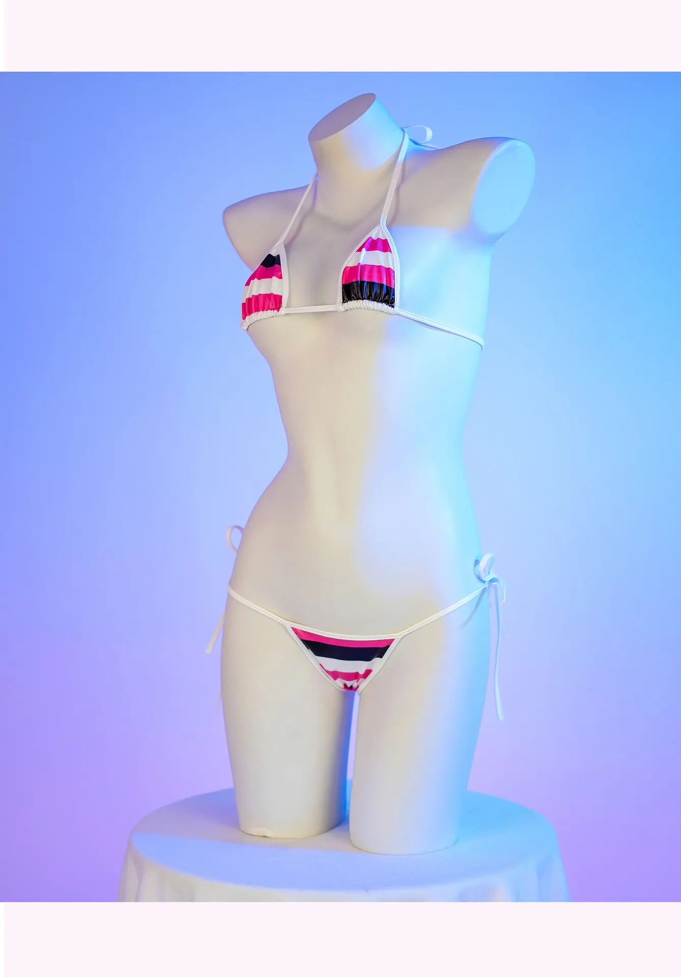 Leather bikini set with stripe print - Back view