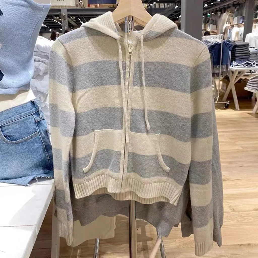 2plan】Toy Stripe Hooded Knit