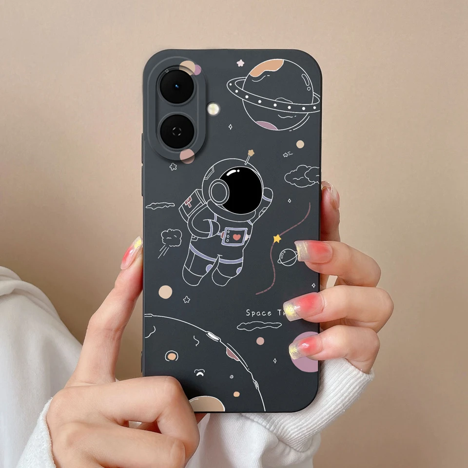 Cartoon Astronaut Cactus Anti-Fingerprint Creative Back Cover Case