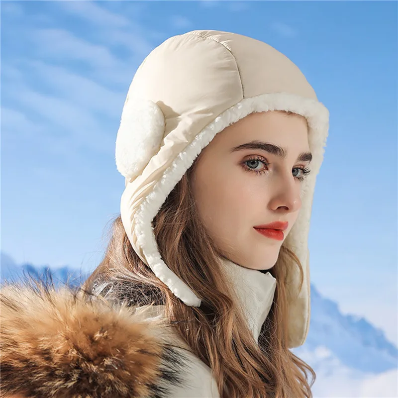 

Winter Warm Hats Leisure Ear Protection Hats Plush Lei Feng Hats Windproof Waterproof Pullover Hats For Outdoor Sport Ski Hunt
