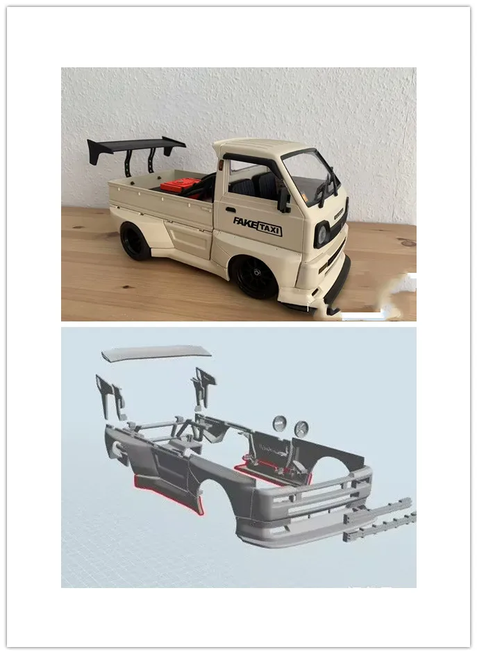 Kit de carroceria larga de carro rígido impresso em 3D para WPL