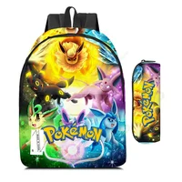 2 pz/set Anime Pikachu Pokemon Stampa Zaino Scuola Pikachu Ragazzi Ragazze Moda Laptop Zaino di Grande Capacità per I Regali 39