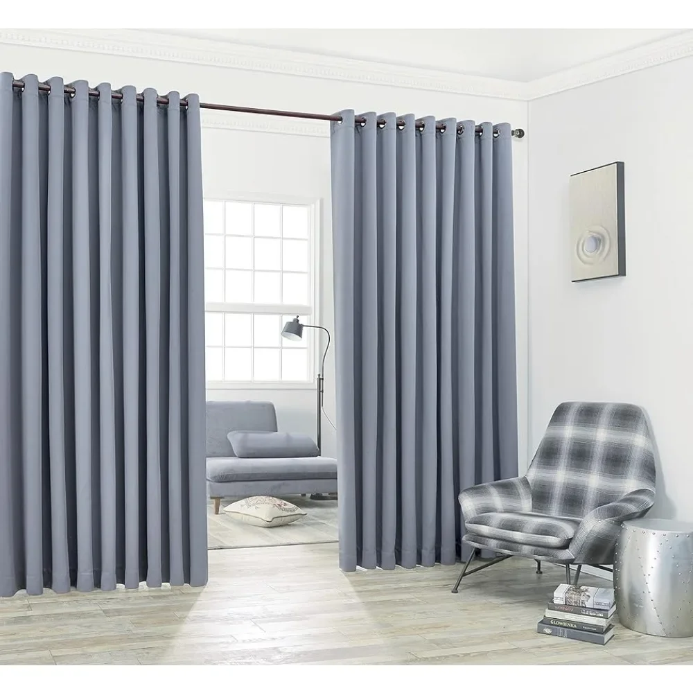 

Light Gray Extra Wide Curtain Panels With 2 Matching Tie-Backs. Use As Wall Curtains Window Curtains for Living Room Divider