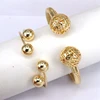 FUQI Original Designer 18K Gold Plated Copper Charm Ball Cuff Bangles for Women Bracelet Stackable Punk Fashion Jewelry Gift 6