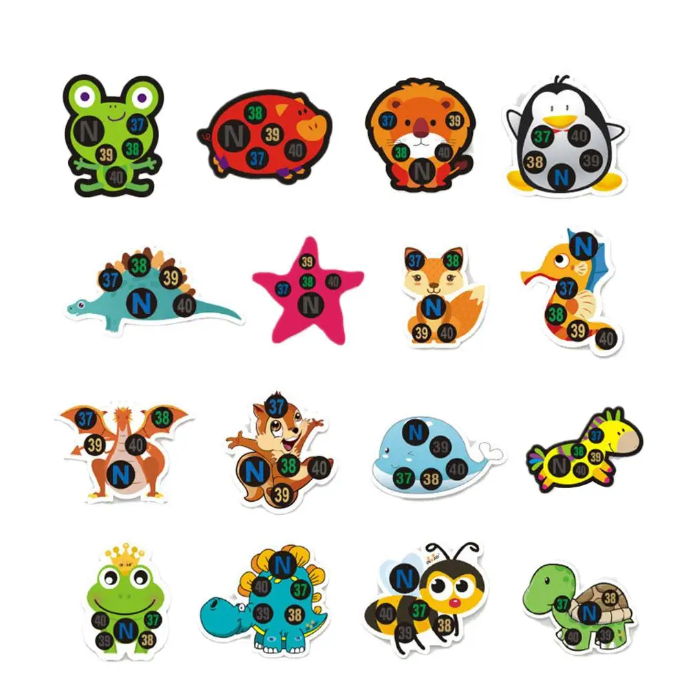 Randomly 10PCS/Pack Cartoon Thermometer Temperature Changing Sticker Thermometer Color Temperature Sticker Forehead Baby W8X1 3