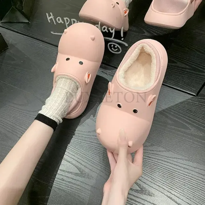 

Unisex EVA Slippers Indoor Sandals Warm Home Shoes Solid Color Waterproof Soft Thick Sole Fun Furry Women Mens Shoe Dual Purpose