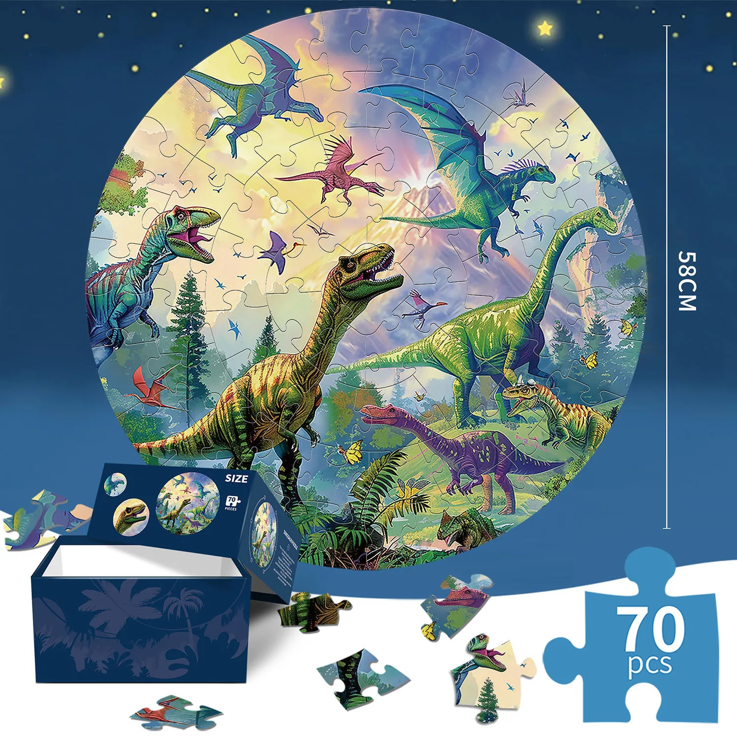 70 Pieces Dinosaur World Jigsaw Puzzles for Adults Home Decor Games Family Fun Floor Puzzles Educational Toys for Kids 2