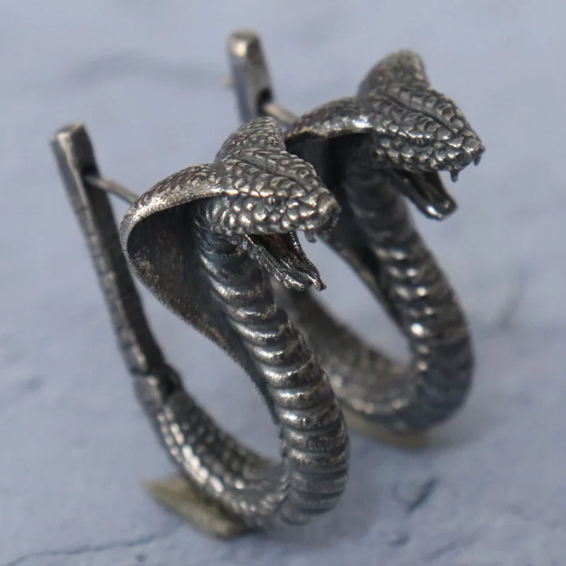 10.5g Cobra Snake EarRings Serpent Women Present EarRings  Customized 925 Solid Sterling Silver EarRings