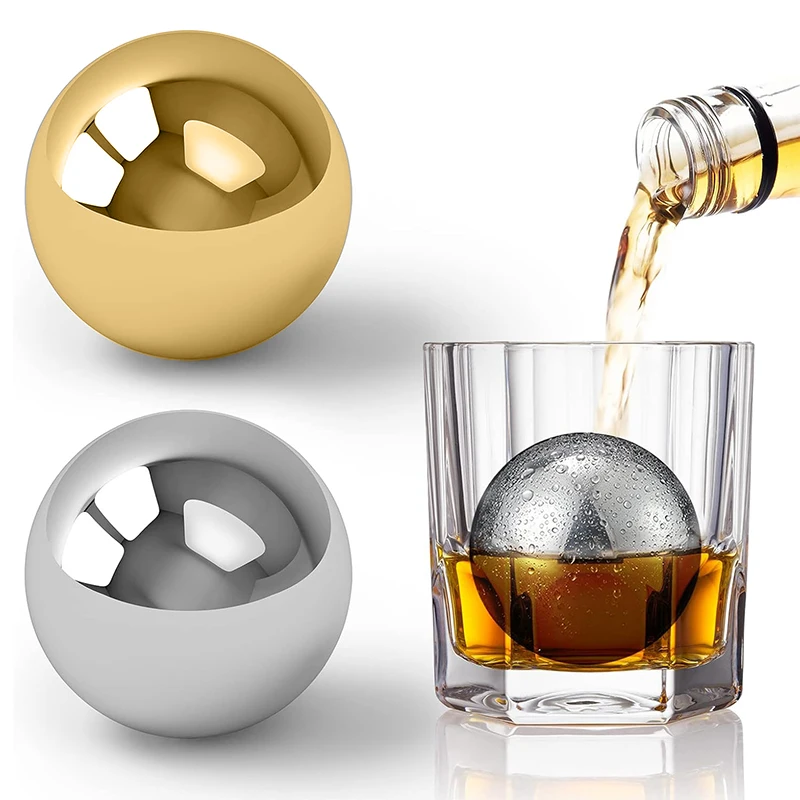 

2/4pcs Reusable Stainless Steel Ice Cubes Round Metal Ice Balls Set Whiskey Wine Wine Beer Cooler Stones Party Bar Accessories